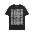 Black crew-neck Fuck ICE Pattern T-shirt featuring a bold, repeating ICE and FUCK text design. The anti-fascist protest shirt