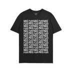 Black crew-neck Fuck ICE Pattern T-shirt featuring a bold, repeating ICE and FUCK text design. The anti-fascist protest shirt