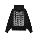 Back view of the 'Fuck IDF Pattern Hoodie & Sweatshirt' featuring a bold, repeating white-letter protest graphic against IDF