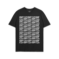 Fuck IDF Pattern T-shirt featuring a bold black design with a white grid pattern repeating IDF and Fuck, symbolizing protest 