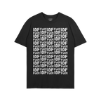 Fuck IDF Pattern T-shirt featuring a bold black design with a white grid pattern repeating IDF and Fuck, symbolizing protest 
