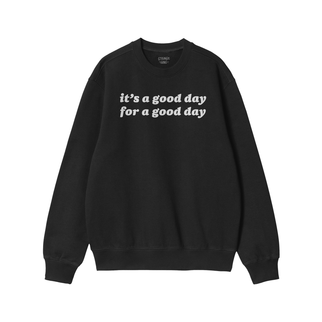 Black Good Day Shirt with it's a good day for a good day text across the chest, promoting positivity and mindfulness. Feature