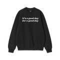 Black Good Day Shirt with it's a good day for a good day text across the chest, promoting positivity and mindfulness. Feature