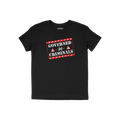 Black crew-neck T-shirt featuring a bold red-and-white graphic reading “GOVERNED by CRIMINALS,” symbolizing rebellion aga