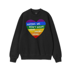 No LGBTQ Hate Shirt features a distressed rainbow heart and bold slogan, promoting equality and LGBTQ+ love. This black crewn