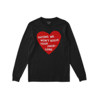 No Hate Shirt featuring a distressed red heart with white hand-lettered text: “HATING ME WON’T SOLVE YOUR PROBLEMS.” A 