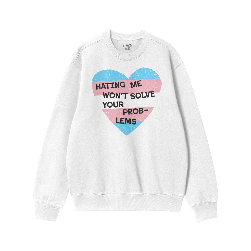 No Trans Hate Shirt featuring a bold slogan over a pastel heart design, embodying trans pride and resistance to ignorance. Pe