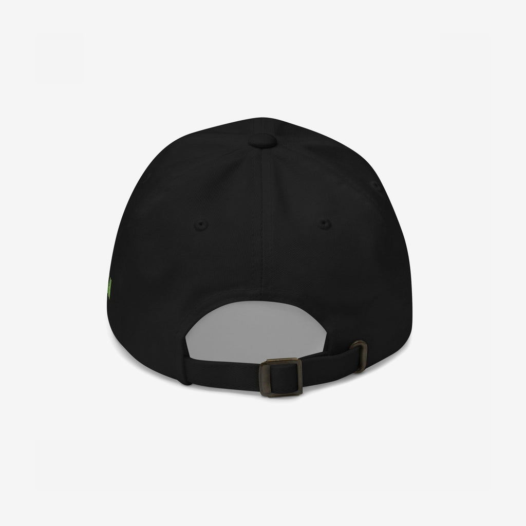 Back view of the Hop Nug Hat, featuring an adjustable fabric strap and metal buckle, designed for craft beer enthusiasts who appreciate a casual yet confident style.