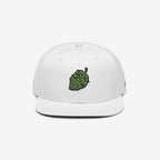 Hop Nug Hat featuring a bold, green hop cone embroidery on a white snapback, perfect for craft beer enthusiasts who embrace style with confidence and passion for quality brewing. Ships from the E.U.