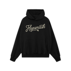 Hopsmash Hoodie & Sweatshirt: Black pullover hoodie featuring Hopsmash in cream script with a hop-cone graphic. Perfect for h