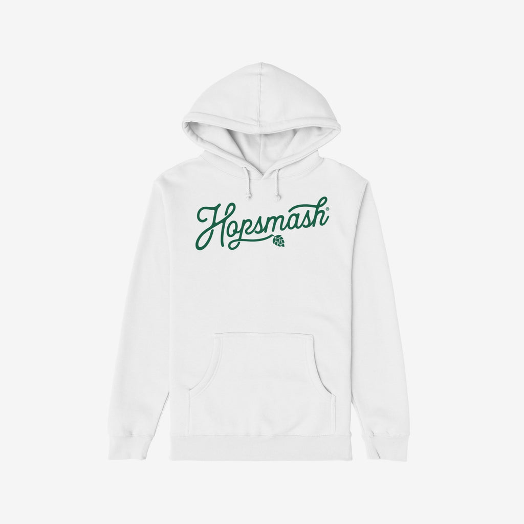 Hopsmash Hoodie & Sweatshirt featuring Hopsmash in green script with a hop cone graphic, ideal for hop enthusiasts who value bold flavors and outspoken style, reflecting a commitment to individuality.