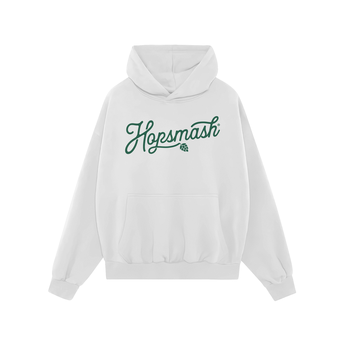 Hopsmash Hoodie & Sweatshirt featuring Hopsmash in green script with a hop cone graphic, ideal for hop enthusiasts who value 