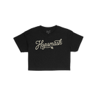 Hopsmash Women's Baby Tee featuring a cream “Hopsmash” script with hop-cone detail. This cropped T-shirt embodies bold, r