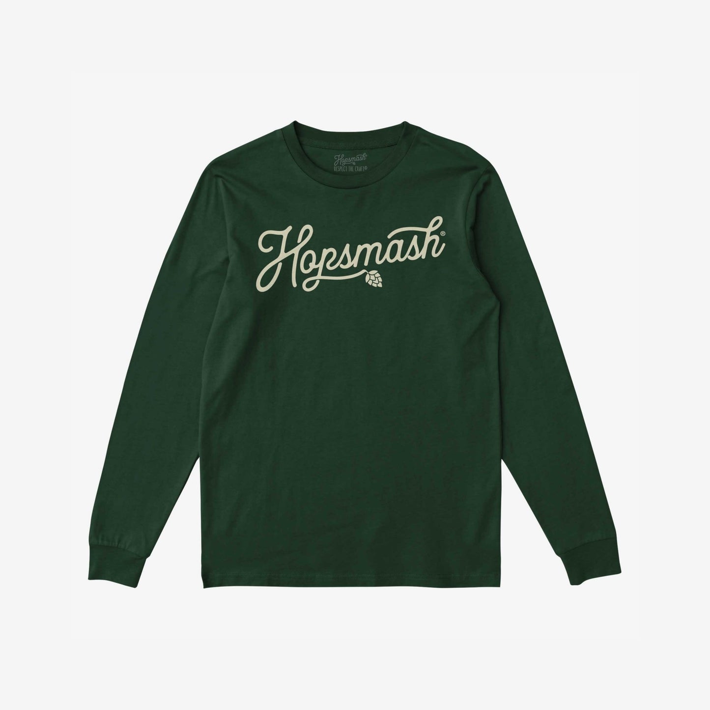 The Hopsmash T-shirt features a Hopsmash script with a hop-cone icon, perfect for beer enthusiasts who celebrate individuality and boldness.