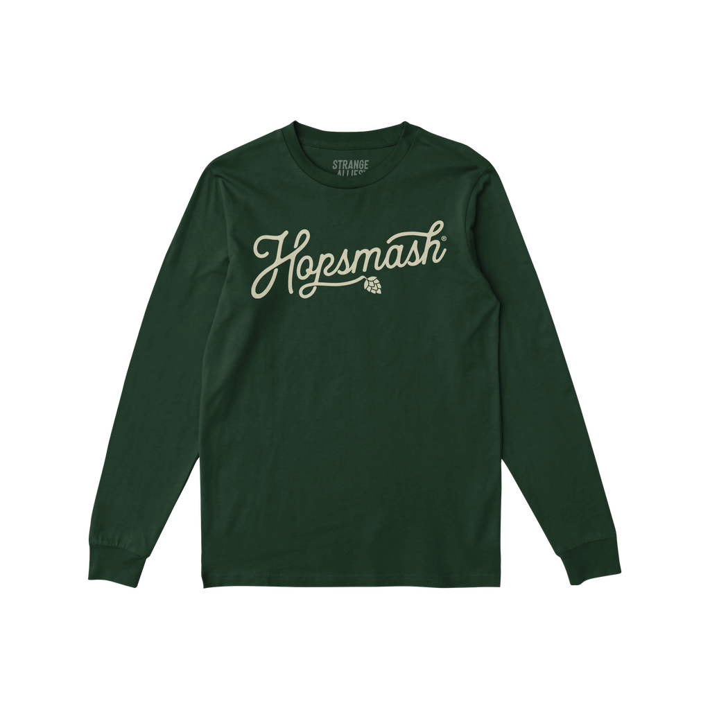The Hopsmash T-shirt features a Hopsmash script with a hop-cone icon, perfect for beer enthusiasts who celebrate individualit