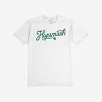 Hopsmash T-shirt featuring a flowing green cursive logo with a hop-cone graphic integrated into the design, symbolizing a bold, beer-loving spirit. Perfect for enthusiasts who value craft beer culture.