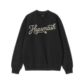 Hopsmash Hoodie & Sweatshirt: Black crew-neck with “Hopsmash” in cream cursive and hop-cone design, embodying bold hop de