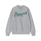 Hopsmash Hoodie & Sweatshirt features a light-gray crewneck with Hopsmash in green script and a hop-cone icon, embodying bold