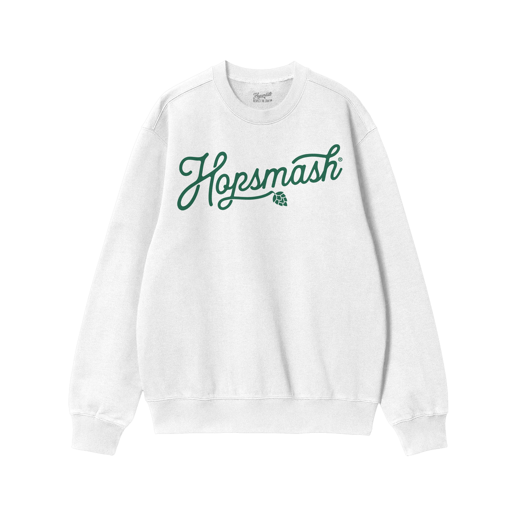 Hopsmash Hoodie & Sweatshirt featuring Hopsmash in green script with a hop-cone icon, offering cozy comfort and bold style fo