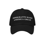 Black Immigrants Make America Great Hat, featuring bold white embroidery, perfect for advocacy and solidarity. Supports immig