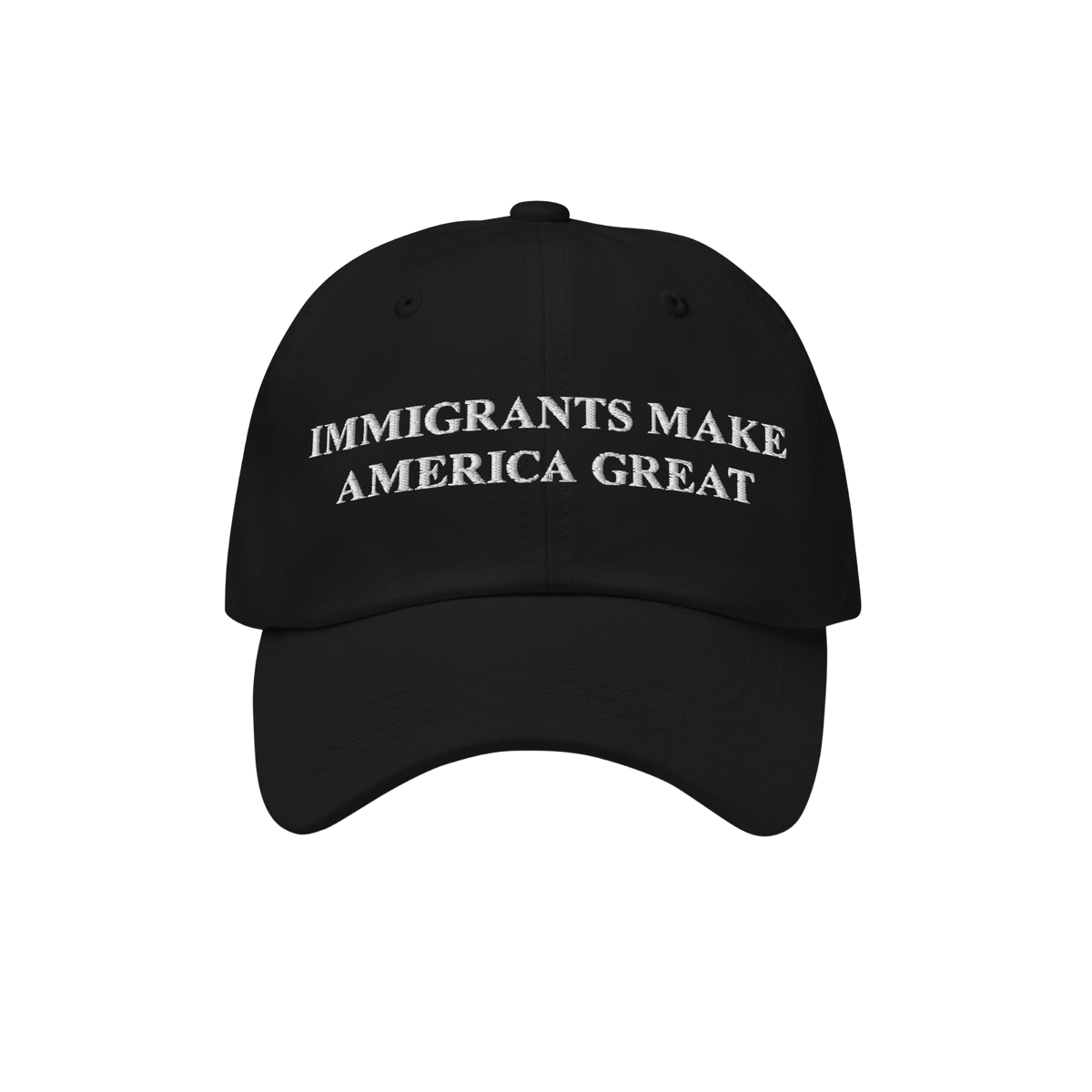 Black Immigrants Make America Great Hat, featuring bold white embroidery, perfect for advocacy and solidarity. Supports immig