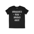 Immigrants Make America Great Shirt featuring bold Old English lettering, symbolizing protest and unity against injustice, la