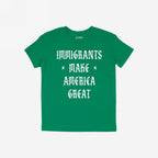 Immigrants Make America Great Shirt featuring white Gothic lettering highlights a powerful message supporting immigrant rights and justice, aligning with an ethos of anti-racism and equality.