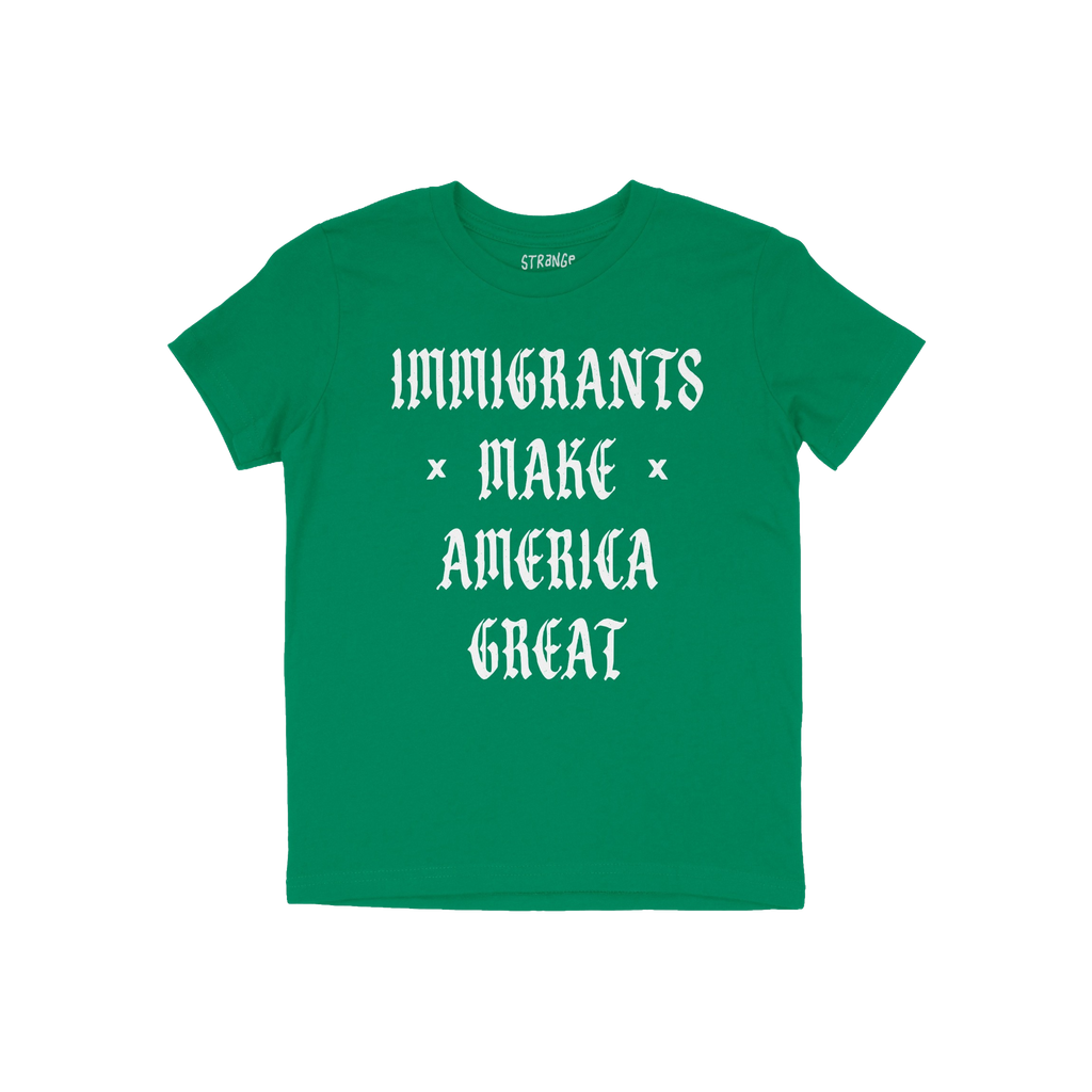Immigrants Make America Great Shirt featuring white Gothic lettering highlights a powerful message supporting immigrant right