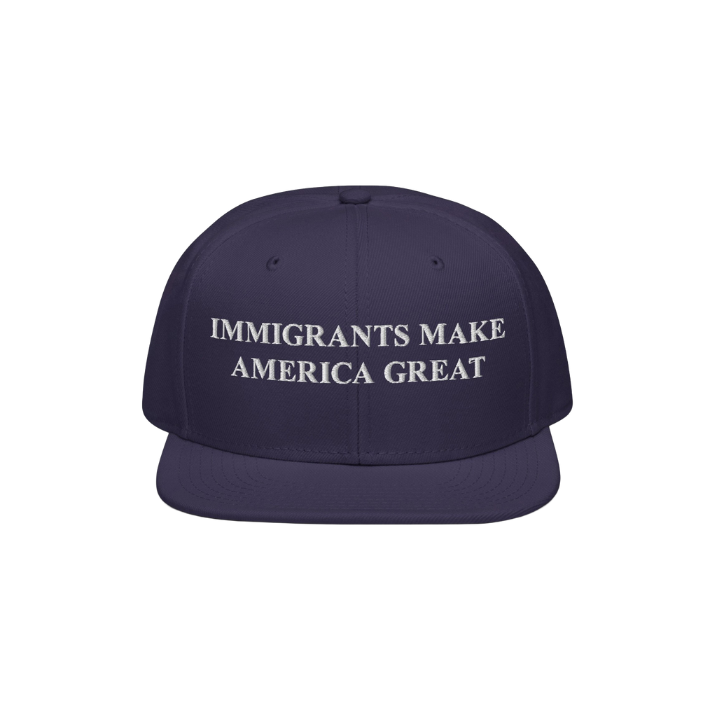 Immigrants Make America Great Hat with white embroidery boldly displays its message, designed for advocacy and solidarity. Id
