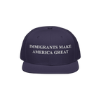 Immigrants Make America Great Hat with white embroidery boldly displays its message, designed for advocacy and solidarity. Id