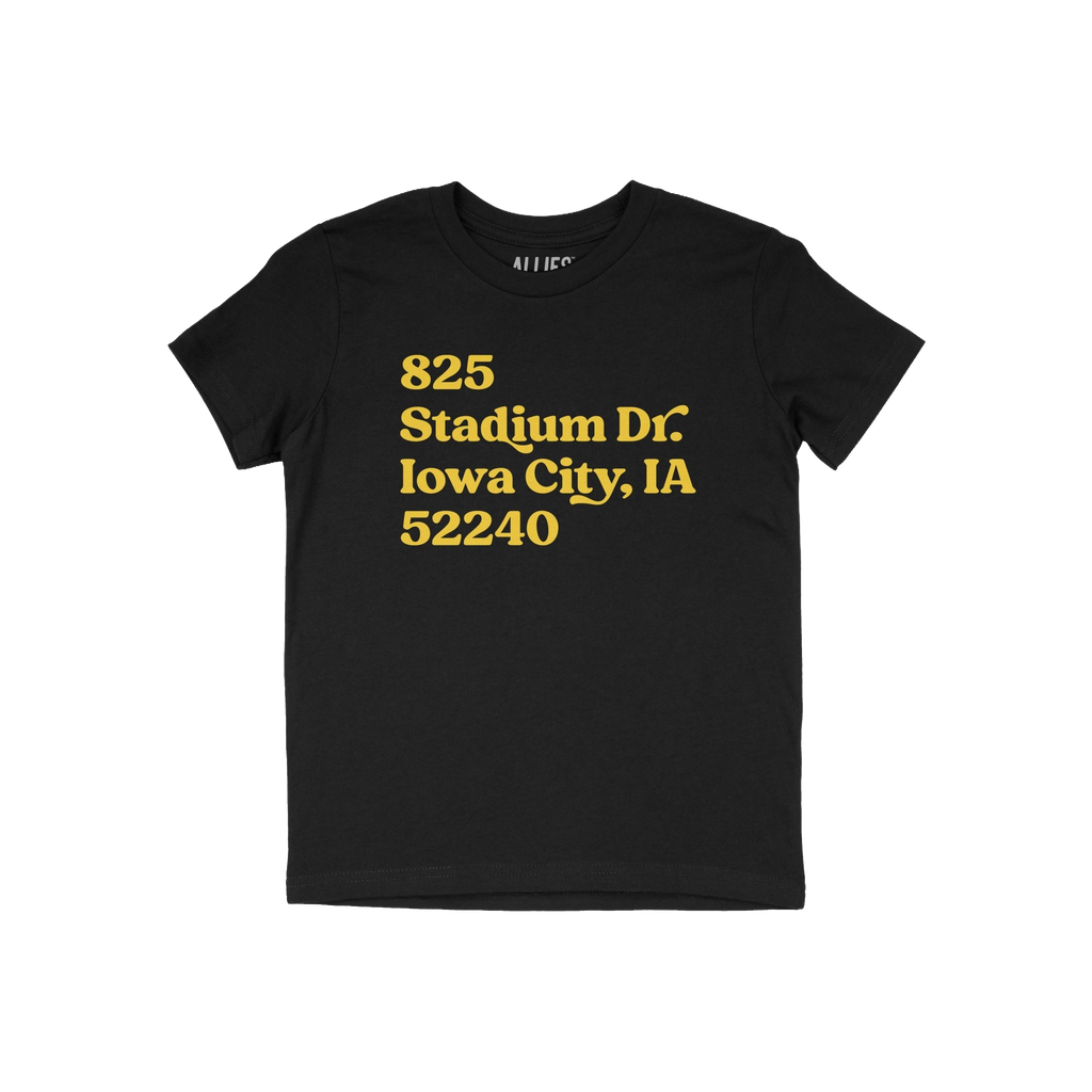 Iowa Football Stadium Address Kids T-shirt