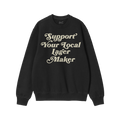 Support Your Local Lager Maker Hoodie & Sweatshirt features a black crewneck with Support Your Local Lager Maker in vintage s