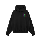 Custom Hate Has No Home Here Pride Hoodie featuring a rainbow EGO PROOF graphic. Includes kangaroo pocket and drawstring hood
