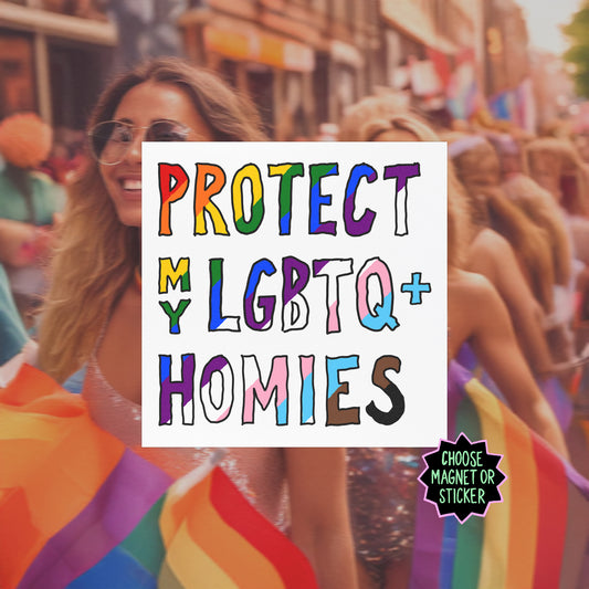 Protect My LGBTQ+ Homies Sticker & Magnet
