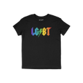 LGBTQ Rocks Shirt featuring a bold LGBT design in a rock-poster style, with a green lightning bolt for S. Available in variou