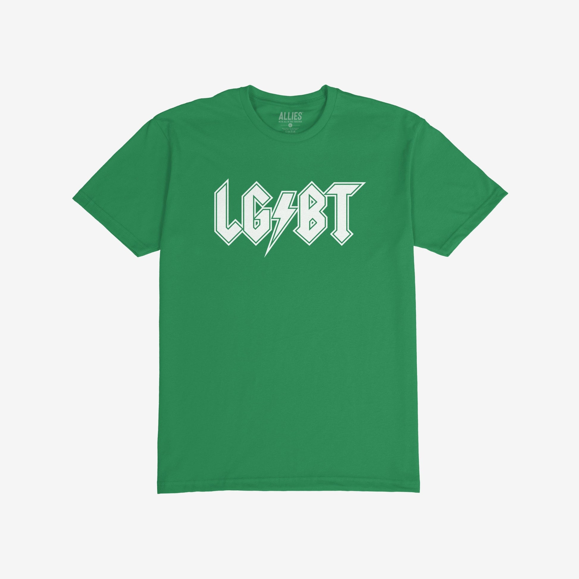 LGBTQ Rocks T-shirt Short Sleeve Kelly Green by Strange Allies