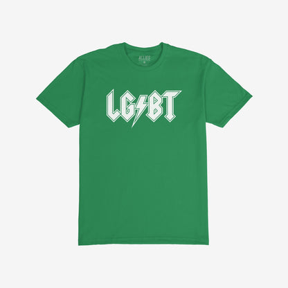 LGBTQ Rocks T-shirt Short Sleeve Kelly Green by Strange Allies