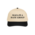 Two-tone baseball cap with MAGA Is A Hate Group embroidered, reflecting progressive, anti-fascist values. Ideal for protests 