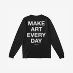 Black Make Art Every Day T-shirt featuring bold white text on the back, embodying creative expression and inclusivity. Unisex fit, perfect for versatile styling.