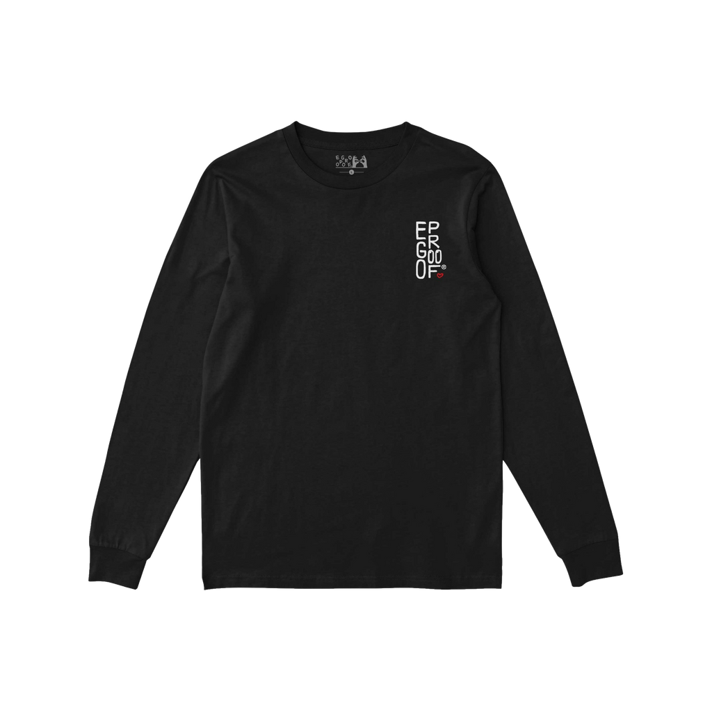 Make Art Every Day T-shirt featuring a small EGOPROOF graphic with a red heart on the chest, showcasing an artistic lifestyle