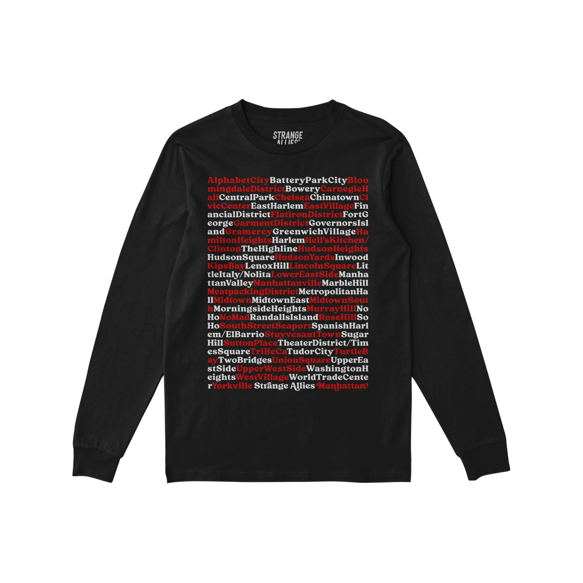 Manhattan Neighborhoods Long Sleeve T-shirt