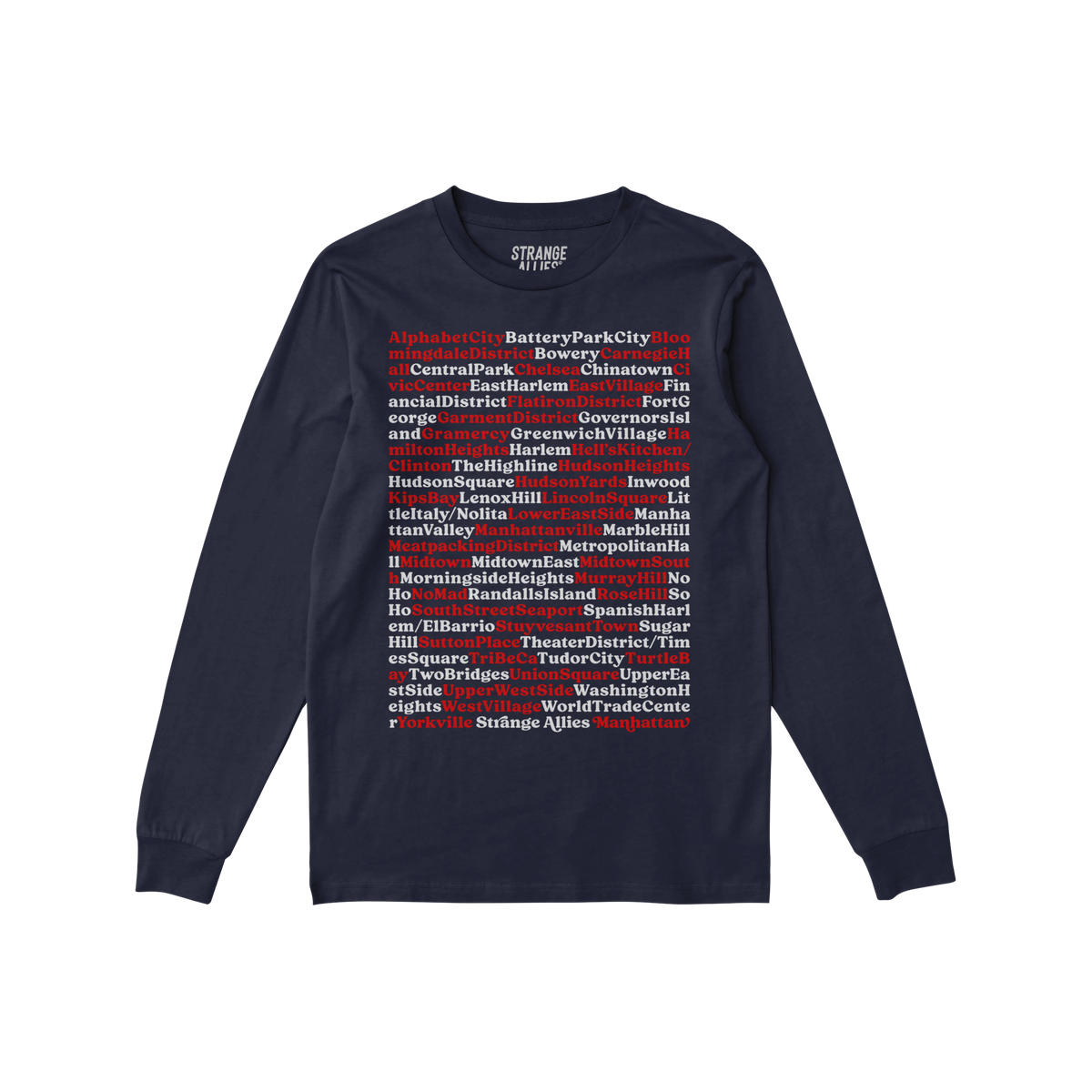 Manhattan Neighborhoods Long Sleeve T-shirt