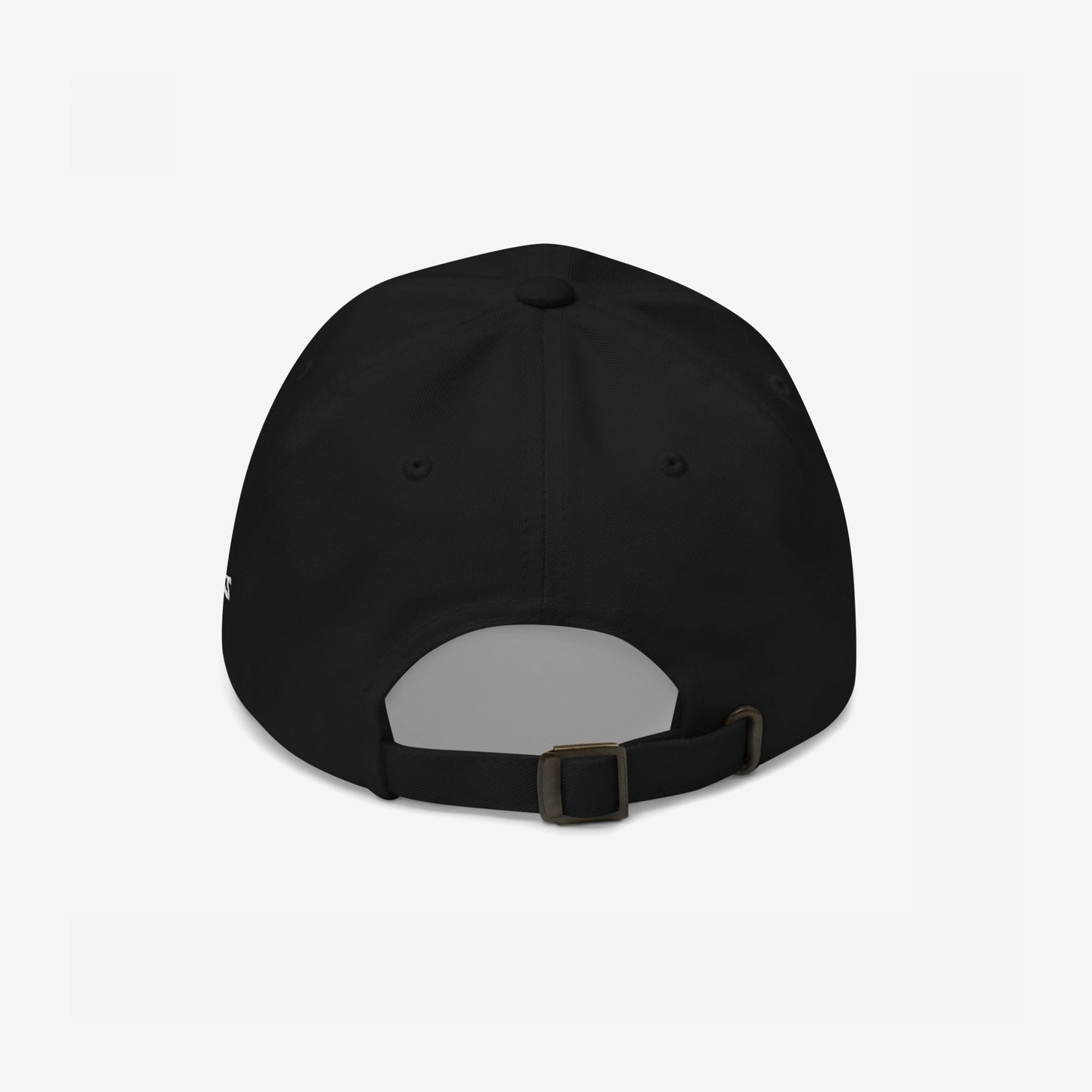 Back view of the Mayor of Hightown Hat, featuring an adjustable strap with metal buckle, six-panel design, and top button. Perfect for cannabis enthusiasts, embodying carefree, high-spirited weed culture.