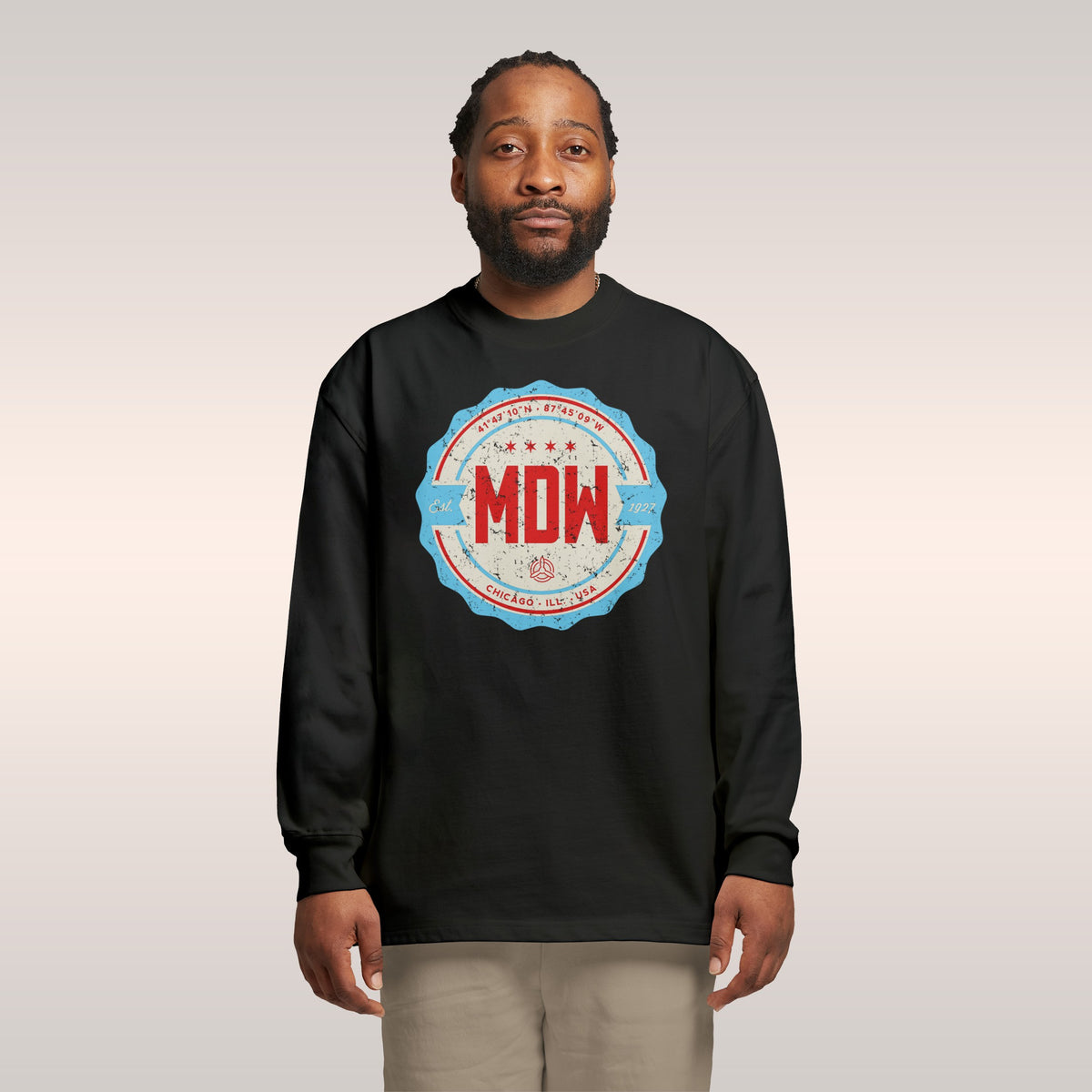Chicago MDW Midway Airport Badge Long Sleeve T-shirt