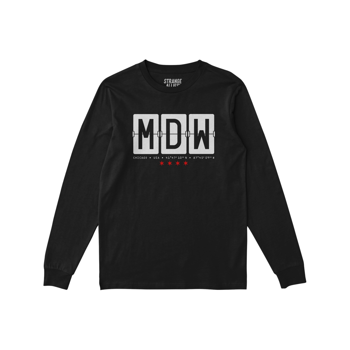 Chicago MDW Midway Airport Flipboard Long Sleeve T-shirt