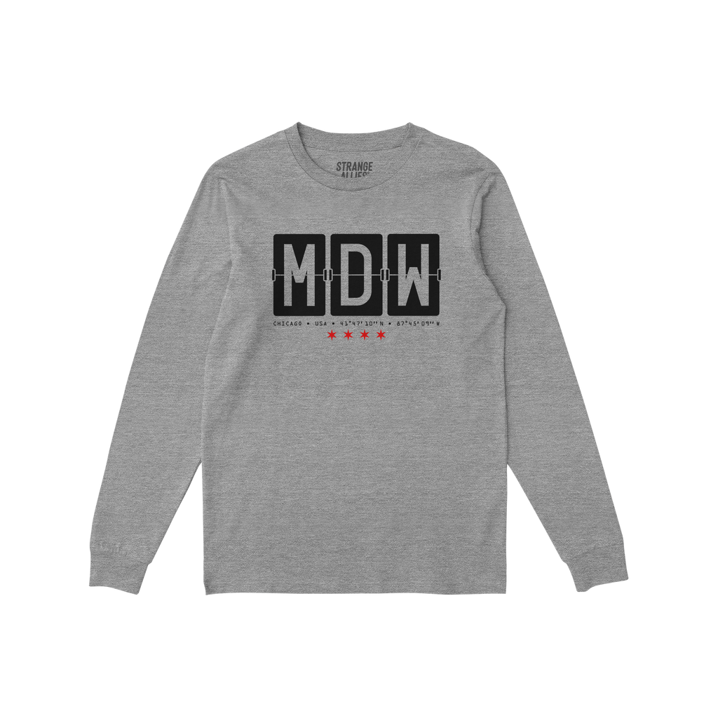 Chicago MDW Midway Airport Flipboard Long Sleeve T-shirt