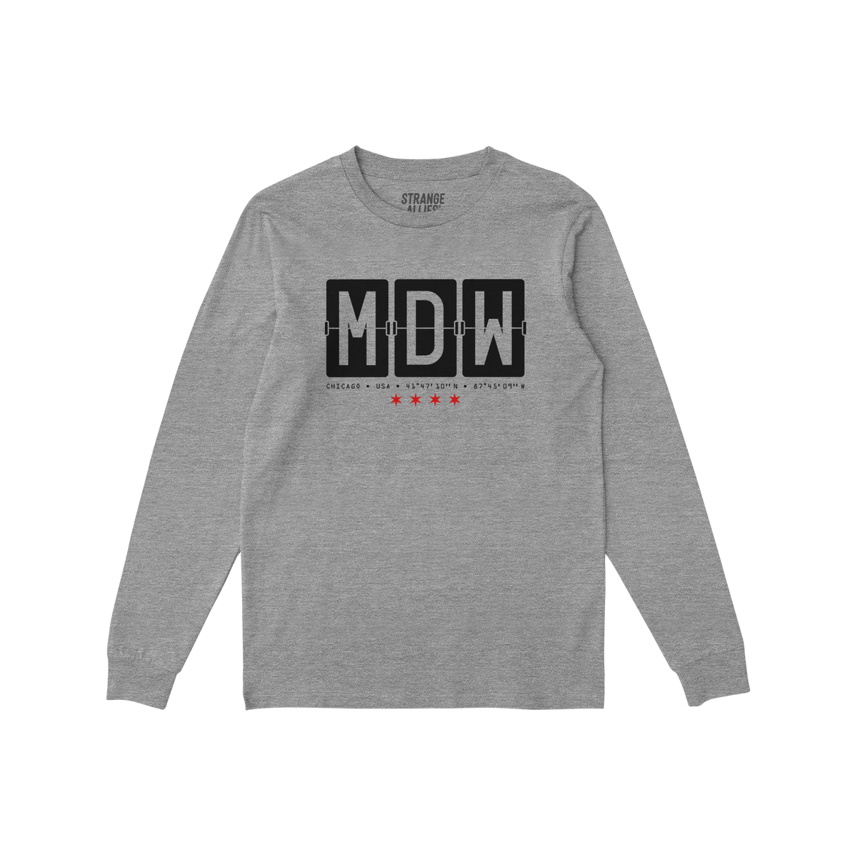 Chicago MDW Midway Airport Flipboard Long Sleeve T-shirt