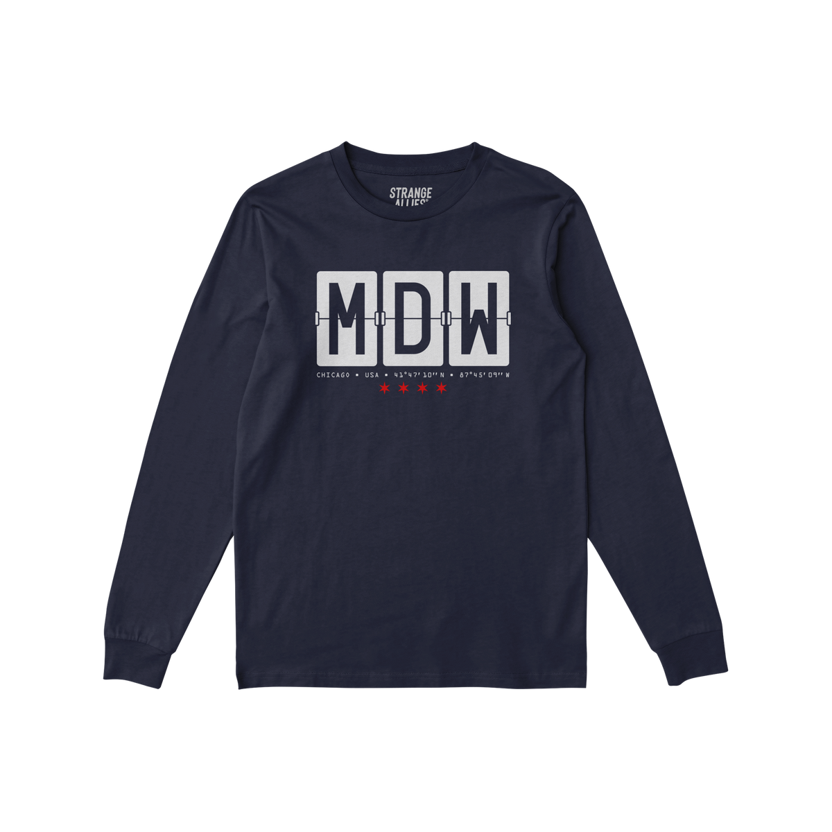 Chicago MDW Midway Airport Flipboard Long Sleeve T-shirt