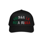 Chinga La Migra Mexico Hat featuring a bold Spanish slogan in Mexican flag colors, designed for anti-fascist protest and immi