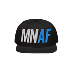 Minnesota As Fuck Anti-Fascist Hat features bold “MNAF” embroidery on a black snapback, symbolizing Minnesota pride and a